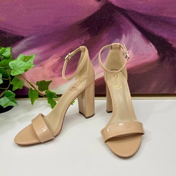 SAM EDELMAN Yaro Block Heel Sandal in Beige Size 10 - Picture 6 of 11